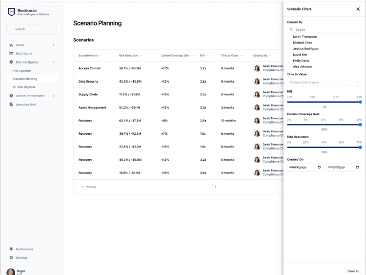 Scenario Planning Screenshot